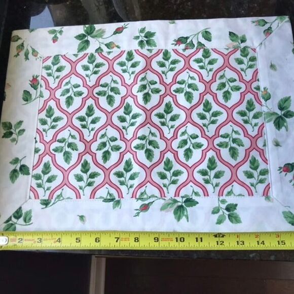 Custom made Chintz Like Grand Millenial 3 pc Pink Rose Floral Placemat Table Set - Picture 6 of 11